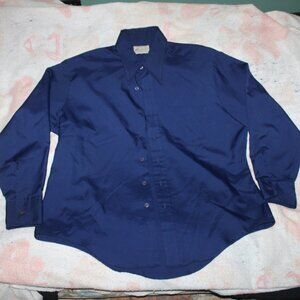 Vintage Kmart Permanent Press Men's Dark Blue Long Sleeve Button Up Shirt